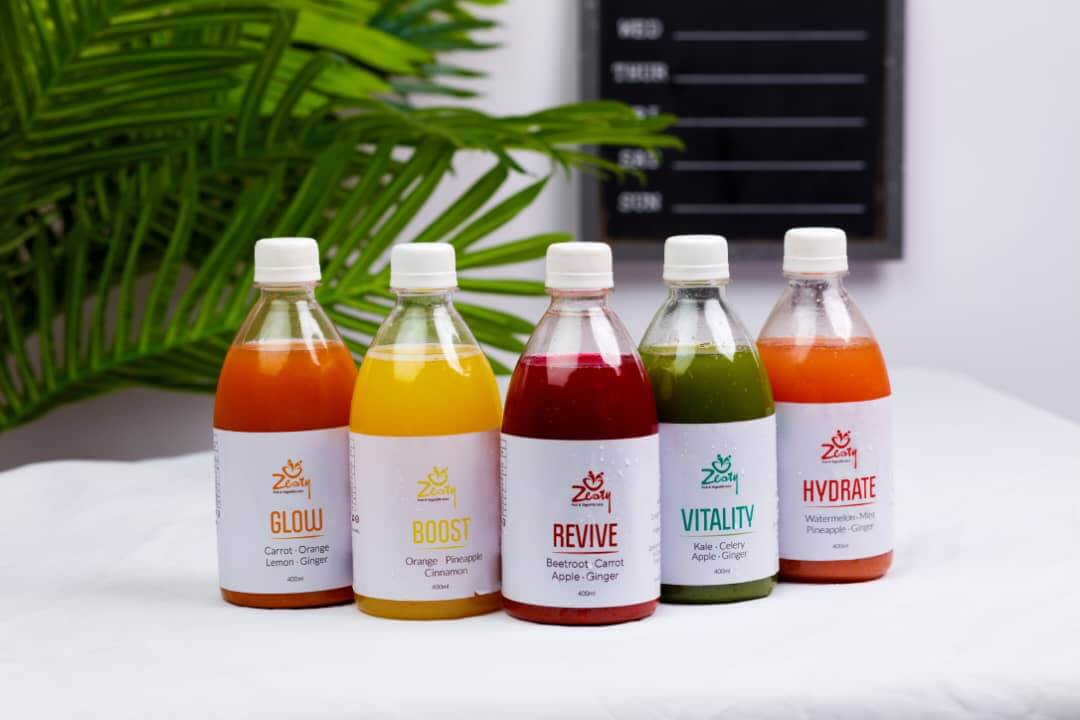 The Zesty cold-pressed juice collection lineup